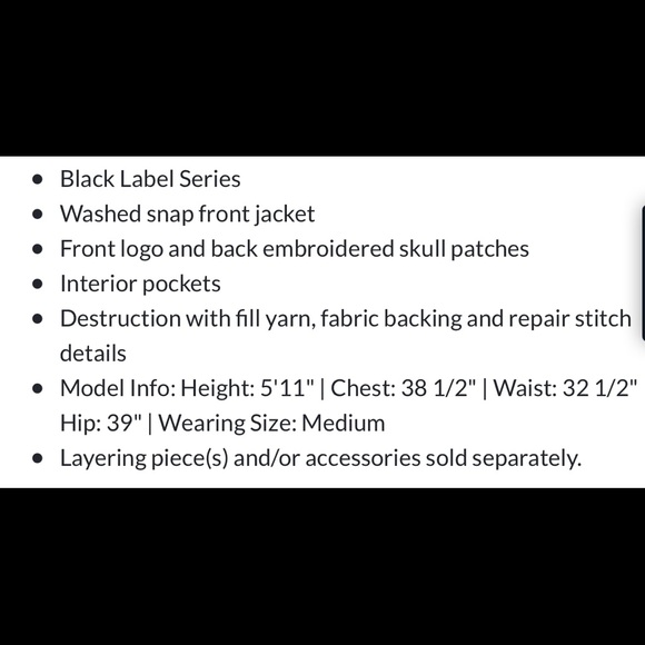 Affliction Oath Jean Stretch Jacket. NWT. Size M - Picture 6 of 6